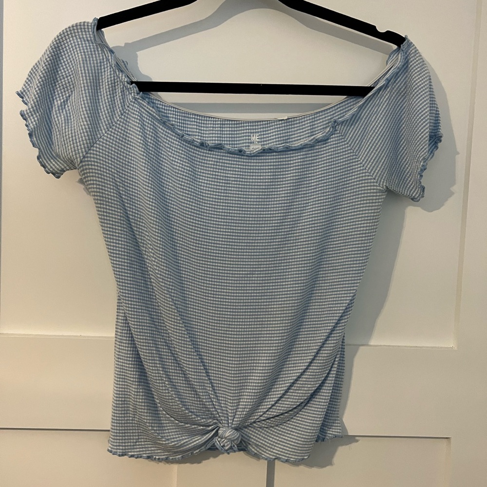 Blue Gingham Women's Top